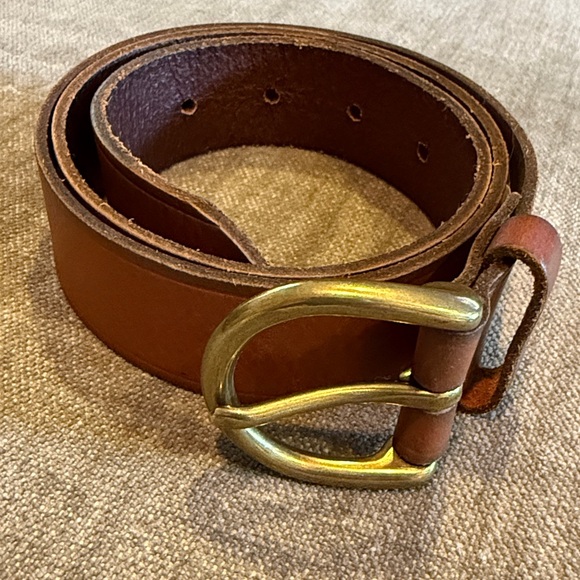 Madewell Tan Leather Belt with Gold Buckle - Picture 1 of 4